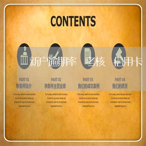 新户逾期率 考核 信用卡 新户逾期率 考核 信用卡